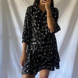 & Other Stories Black floral mini dress